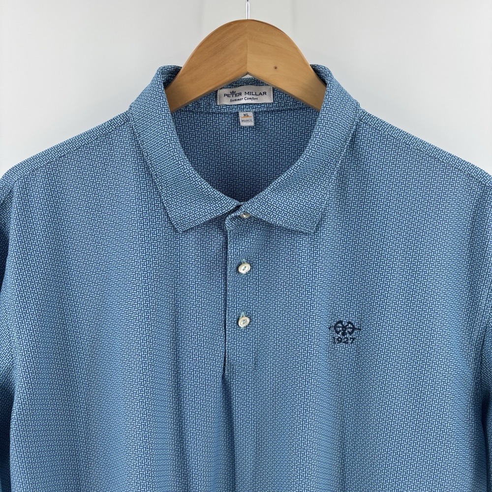 Peter Millar Polo Shirt Summer Comfort Mens XL Graphic Print Golf Performance - Picture 1 of 13